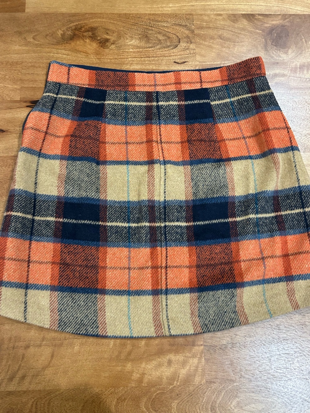 Lulu's Orange, Navy & Cream Plaid Mini Skirt Size Medium - Picture 7 of 12